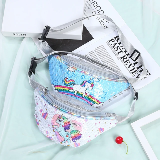 Unicorn Sequins bel paketi kızlar omuz bel çantası çocuklar bel çantası  göğüs çantası karikatür kız kemer Mermaid spor çanta çocuk hediyeler -  AliExpress