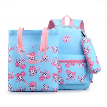 

New 3pcs/Set Pretty Backpack Children Canvas Bookbags School Bags For Teenage Girls KIds Travel Shoulder Bag High Quality Large