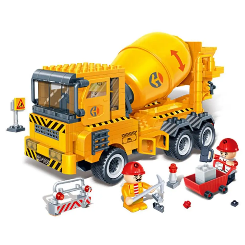 

Large Building Block Creative Small Particle Puzzle Toy Engineering Series Concrete Mixer Truck Gift Packaging For Children Toy