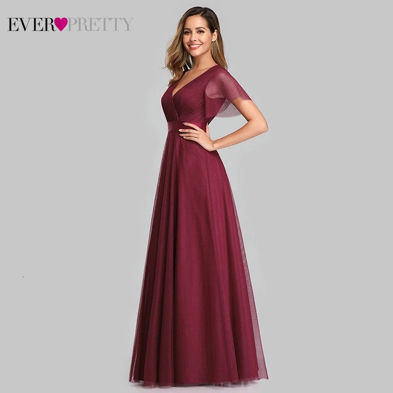 Голубое платье для выпускного вечера размера плюс Ever Pretty EP07962 элегантное женское сексуальное длинное платье из тюля с v-образным вырезом для выпускного вечера вечерние летние платья