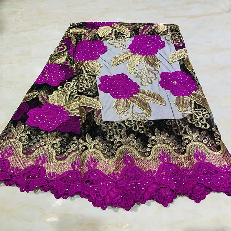 

African Beaded 3D Tulle Lace Fabric 2019 African French Lace Fabric High Quality Nigerian Embroidery Tulle French LaceB205