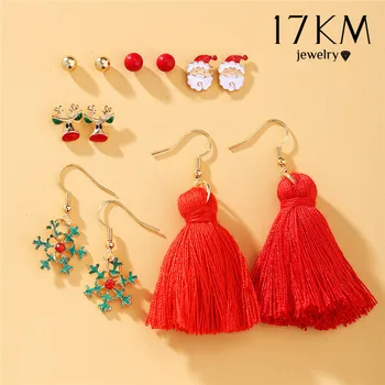 

Cute Christmas Day Tassel Star Earrings Set For Women Festival Santa Claus Snowflake Earring Halloween Skull Earrings Jewelry