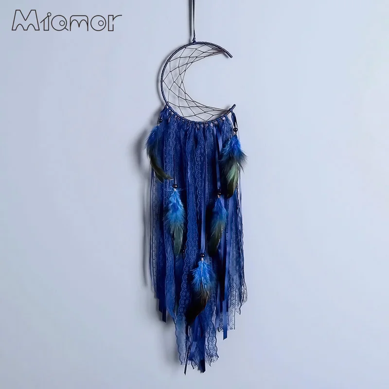 3 Colors Half-moon Dreamcatcher Handmade Dream Catcher Net With Feathers Home Wall Hanging & Bar & Party Decoration