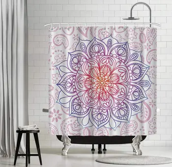 

Shower Curtain Boho Mandala Floral Pattern Waterproof Polyester Fabric Bathroom Curtain Home Decoration Bathroom Shower Curtain