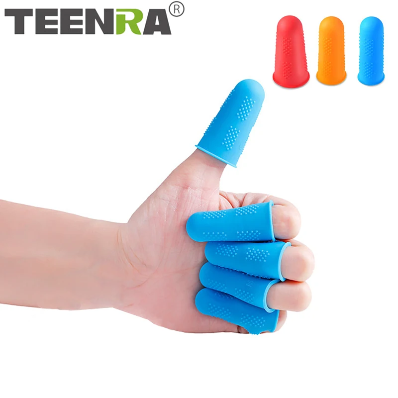 TEENRA 5Pcs Anti-cut Hot Glue Gun Finger Caps Silicone Protector Heat Resistant BBQ Gloves Anti-slip Cover | Дом и сад