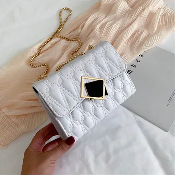 

2020 Women Fashion Cross-Body Bags Woolen Chain Shoulder Bag Portable Envelope Square Sequined Buckle Pack Girls Lady Flap Bag