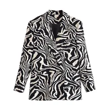 Blazer Vintage à manches longues pour femmes, motif zèbre, Business décontracté, manteau à la mode, Chic, Slim, costume Midi, vêtements d'extérieur, 2021 