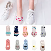 Комплект из модных женских Harajuku стиль летние Нескользящие невидимые носки, Слиперы клубники фруктов, с изображением арбуза носки для девочек из милых собачек для носки с котами