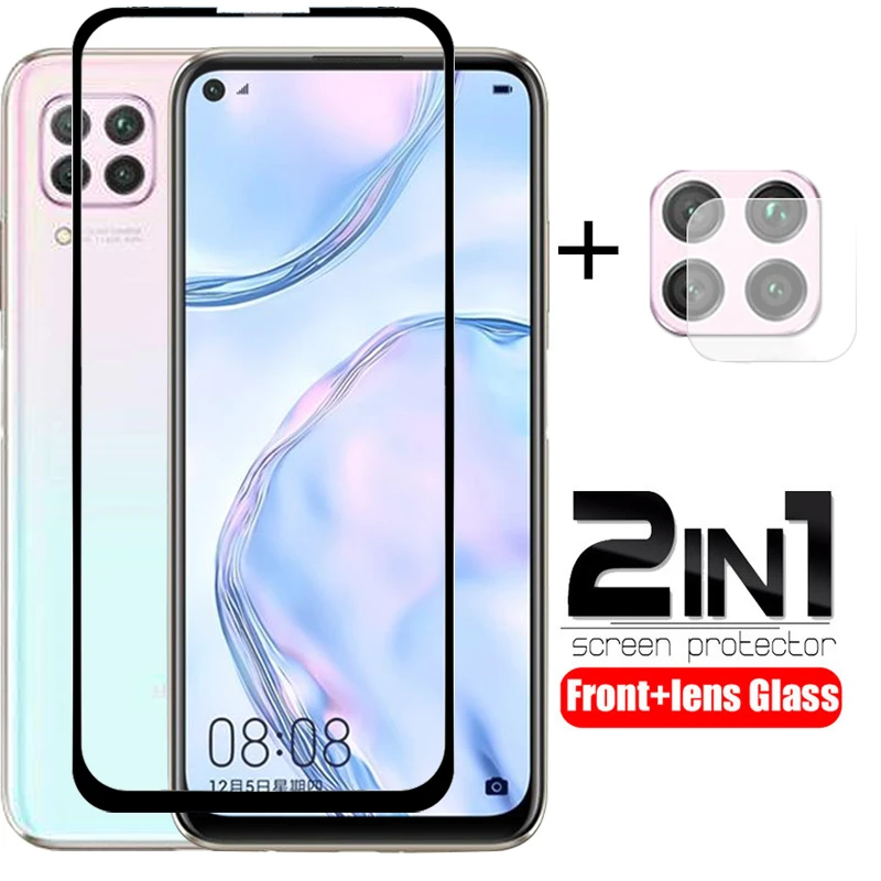 2 IN 1 tempered glass for huawei p40 lite p40 lite e p50 camera lens protector full cover protective glass for huawei p40 lite e mobile screen guard