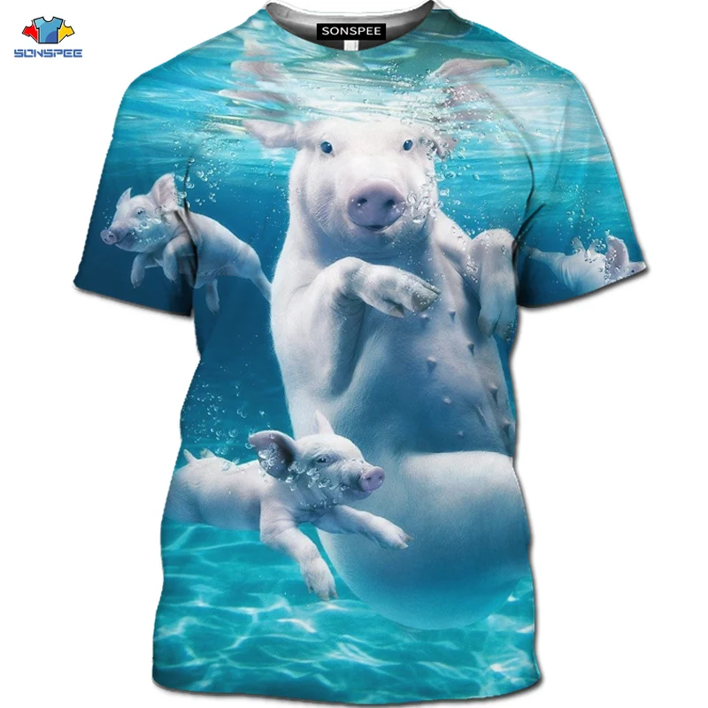 

SONSPEE 3D Anime Airplane Dinosaur T-Shirt Fun Beach Animal Turtle Shirt Leisure Pool Pig T-Shirt Avengers Superman Batman Tops
