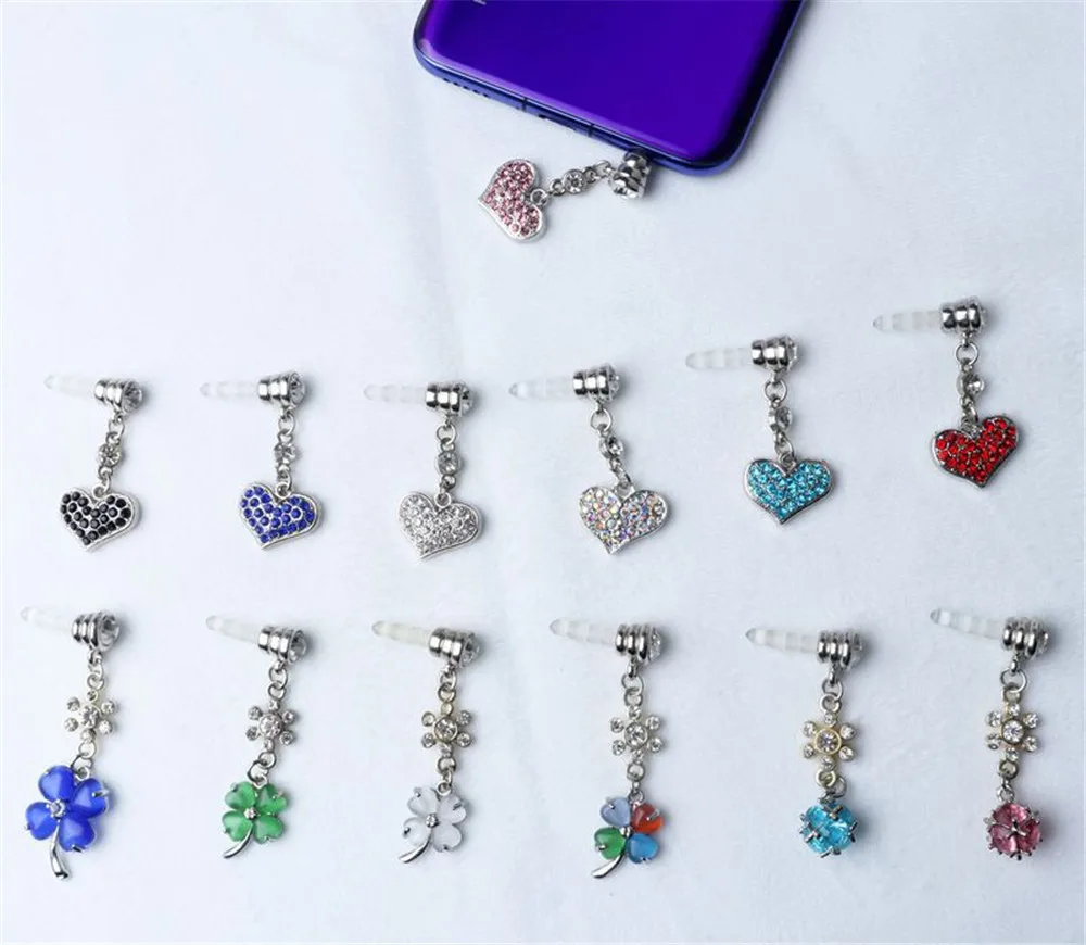 Antipolvo para auriculares de 3,5 мм con diamantes de imitación para Iphone para samsung y enchufe Универсальный para мобильный телефон Case