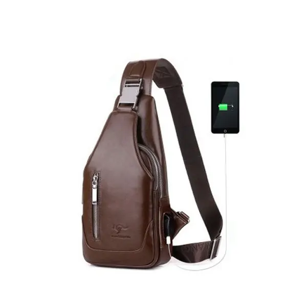 Для мужчин нагрудная сумка - Цвет: Brown (With USB)