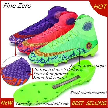

Hot Sale Mens Soccer Cleats TF/FG High Ankle Football Shoes Long Spikes Outdoor Soccer Traing Boots For Men Women Soccer Shoes