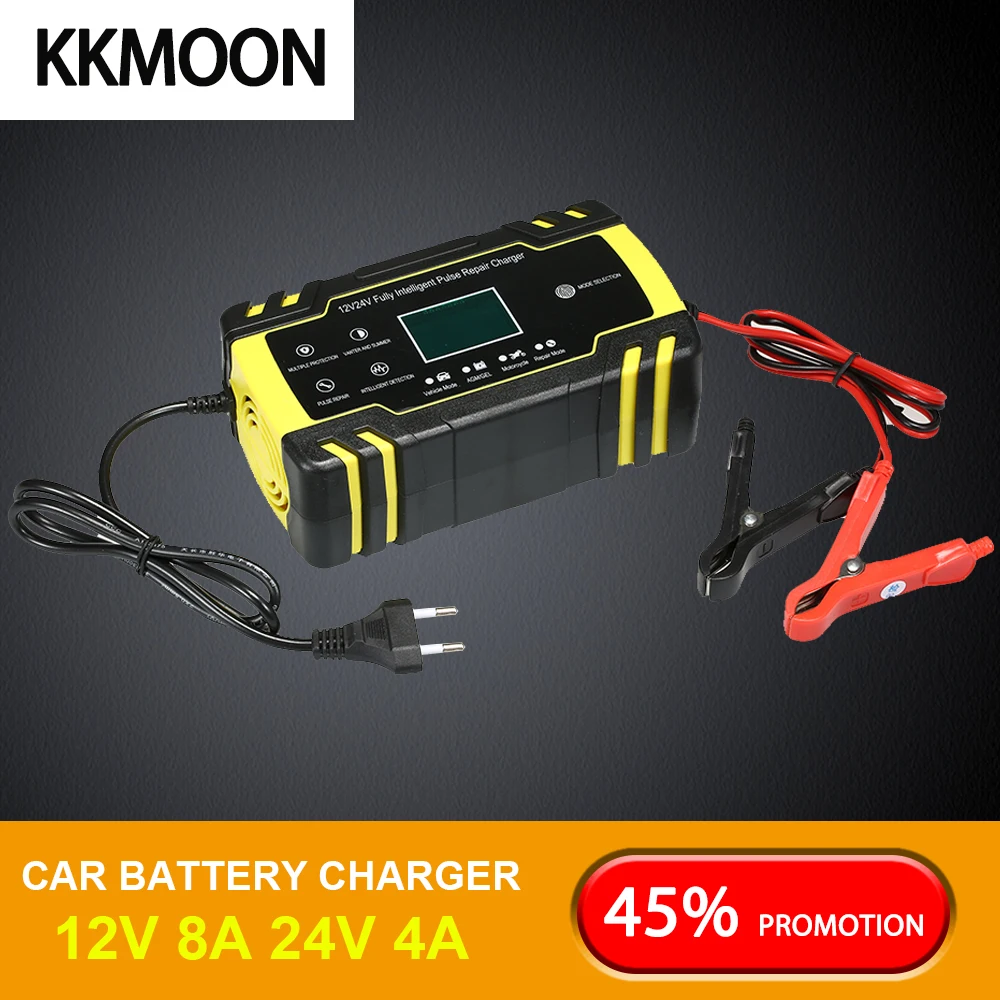 12V 8A 24V 4A автомобиля Батарея Зарядное устройство 3 этап автоматический умный ЖК