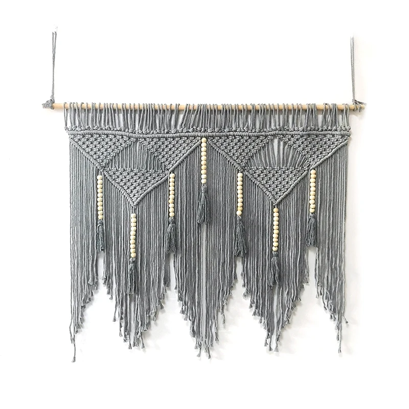 

New-Macrame Wall Hanging Handwoven Bohemian Cotton Rope Boho Tapestry Home Decor Gray