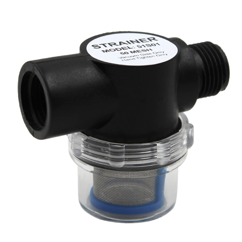 RV Marine Diaphragm Water Pump Strainer - Twist On Pipe Filter - 1/2inch Barb Inlet