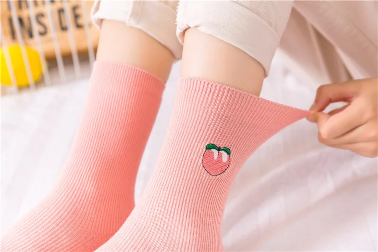Socken Candy Farbe frau Bunte Rosa Rot Grün Gelb Socke Frauen Mädchen Obst Socken Apple Banana Kirsche Socken Großhandel sox – Detail 8