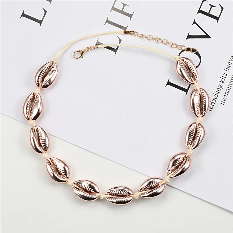 Женское модное ожерелье черный ремень натуральная ракушка колье воротник s Shell