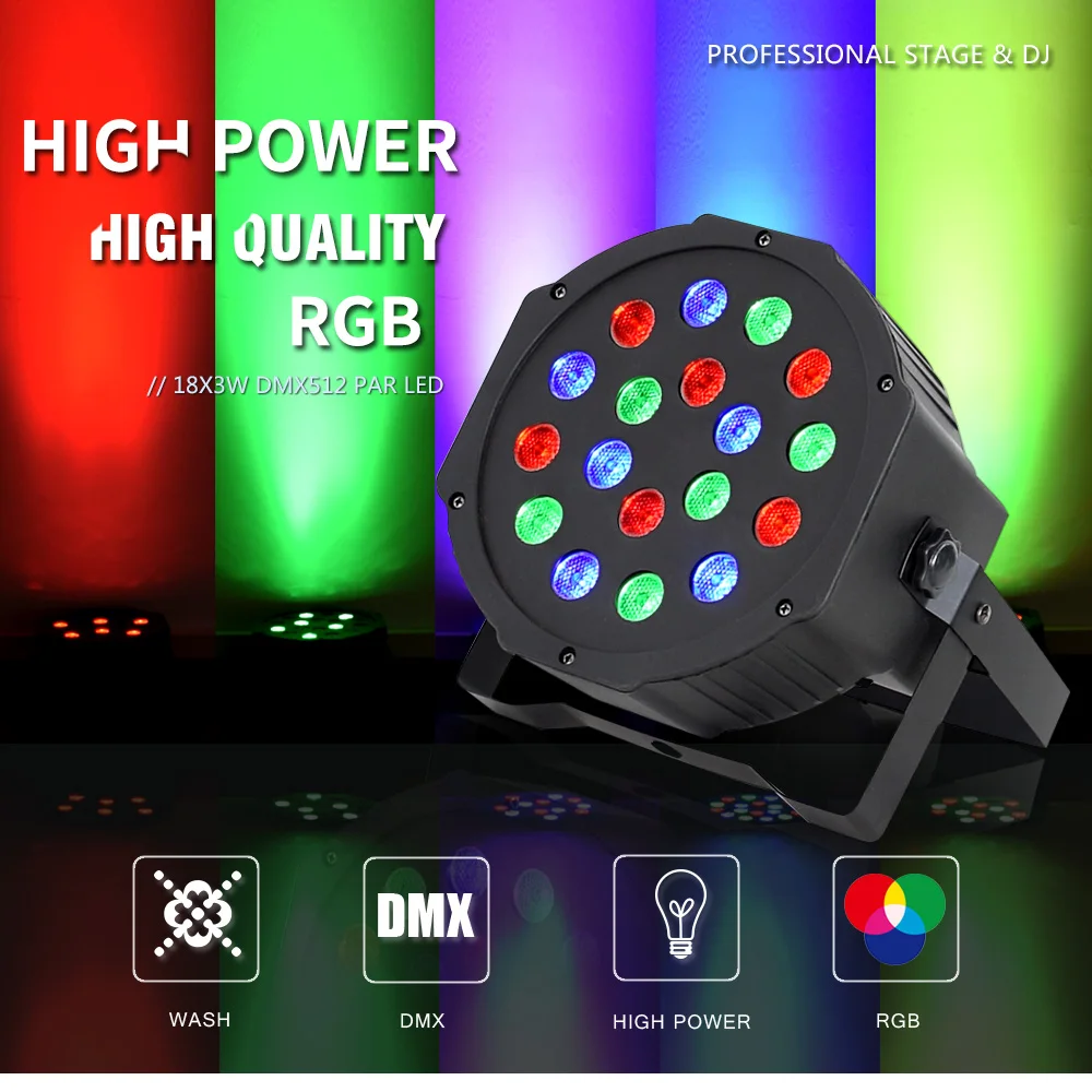 Профессиональный 18 прожектор RGB DMX эффект сценического освещения DMX512 мастер-раб для DJ