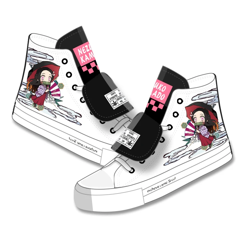 Высокий-Q унисекс Demon Slayer: Kimetsu no Yaiba плимсоллы парусиновые шнурки для ботинок soled shoes Kamado Tanjirou Kamado Nezuko повседневная обувь - Цвет: C