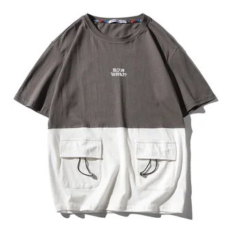 

Men's Cotton Fashion T-shirt Mens Summer Patchwork Tshirts 5XL Casual T shirt With Pocket Tee Man Oversized Top & Tee Streetwear