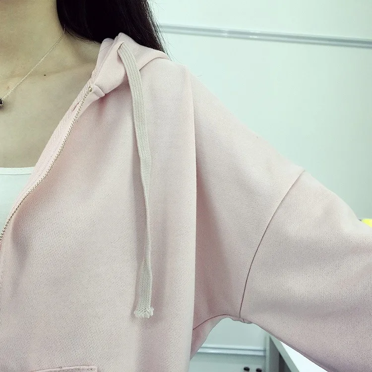 Весна и осень, стиль, Harajuku стиль, розовая толстовка с капюшоном, корейский стиль, Студенческая Свободная куртка, BF Ulzzang, женская мода