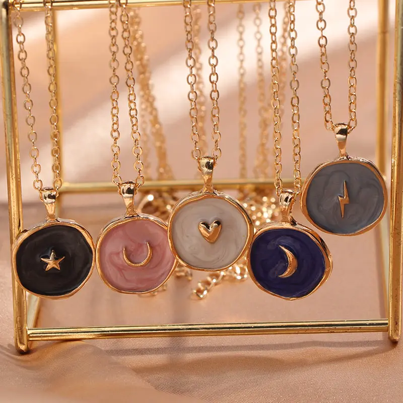Moon Star Lightning Pendant Necklace for Women Engagement Party Jewelry Chains Necklace Korean Fashion Choker Gifts