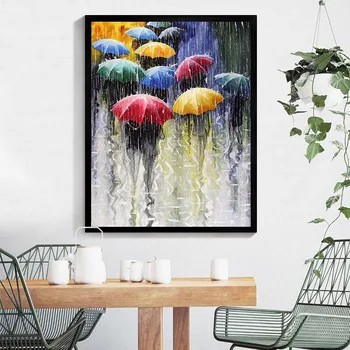 

40*50cm DIY Oil Painting By Numbers No Frame Rainny Days Picture Art Craft for Home Decors Living Room Artworks