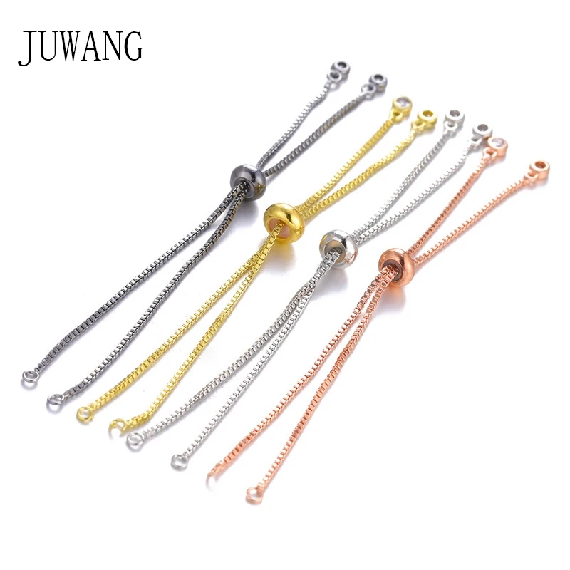 JUWANG Handmade DIY Bracelet Chains Gold Silver Color Adjustable Slider Connector Metal For Women Bracelets Making | Украшения и