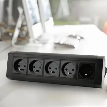 

AC250V 5/6 Outlets EU Stand Power Socket Plug Aluminum Alloy For Home Office Appliances Safe To Use