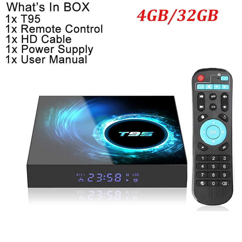T95 Смарт ТВ приставка Android 10,0 4 Гб 64 Гб Allwinner H616 четырехъядерный 1080P H.265 4K медиаплеер 6K телеприставка PK S905X3 ТВ приставка - Цвет: 4GB 32GB