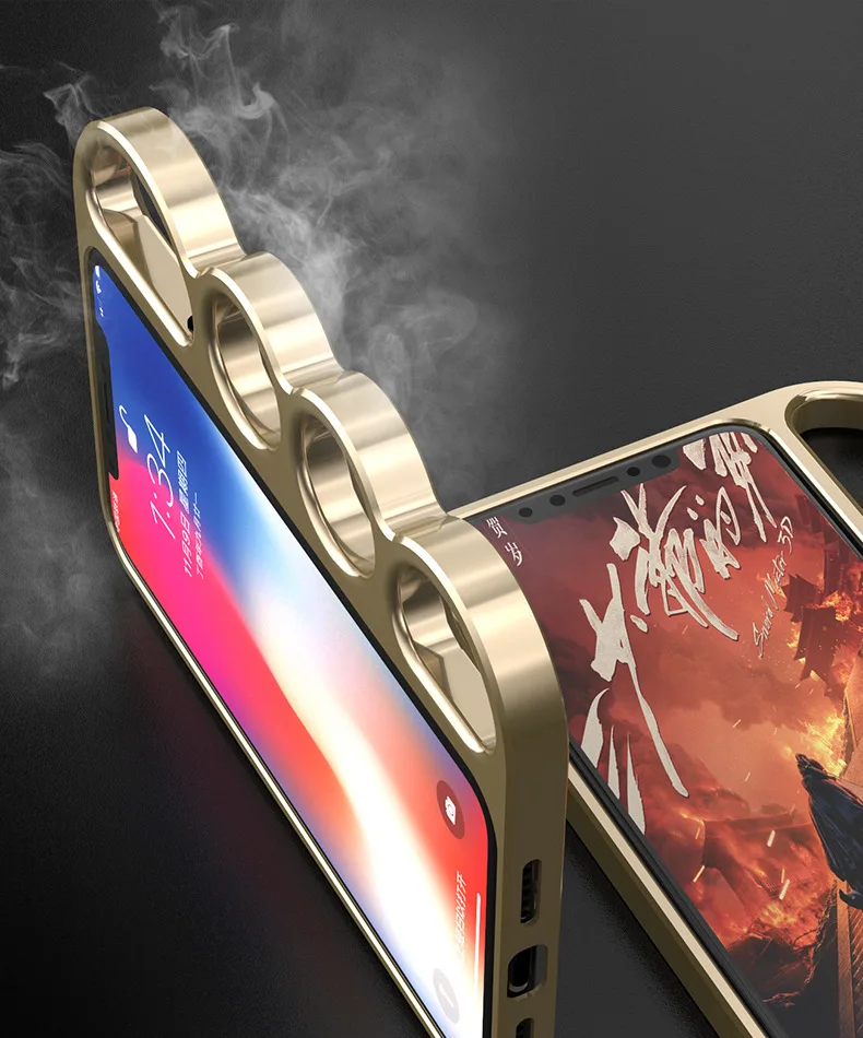 Премиум алюминиевый бампер чехол для Apple iPhone 7 8 Plus X XS 5 5S 4S SE роскошный робот Пряжка металлический противоударный палец кольцо Крышка