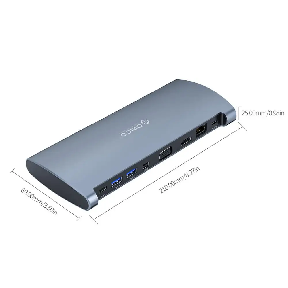 ORICO концентратор USB Type C к HDMI VGA MiniDP USB3.0 кардридер RJ45 100 Вт PD адаптер для звуковой карты сплиттер для MacBook Pro Аксессуары - Цвет: Space grey