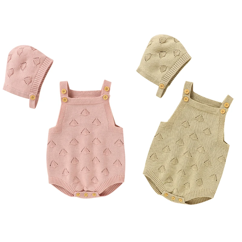 

Комбинезон для новорожденных девочек и мальчиков, трикотажный комбинезон без рукавов + шапка, весна-осень 2023