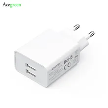 Acegreen, 5 В, 2 А, мини зарядное устройство с двумя usb-портами, адаптер с европейской вилкой, настенное быстрое зарядное устройство для смартфона, планшета, портативное зарядное устройство для мобильного телефона