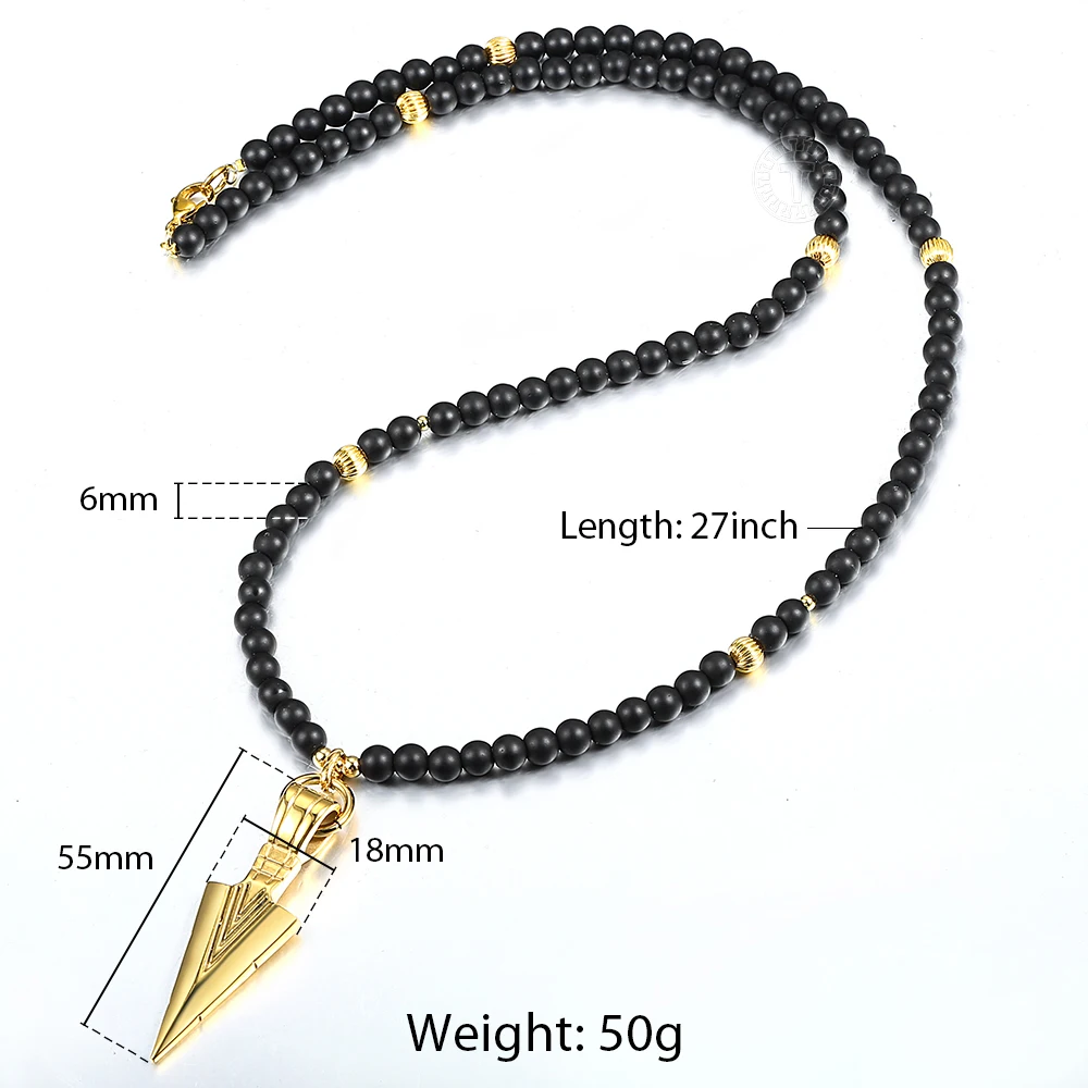 Davieslee ожерелье из черного стекла с бусинами для женщин и мужчин матовое серебряное ожерелье с подвеской в виде стрелы Будды 6 мм DNM07 - Окраска металла: DN161