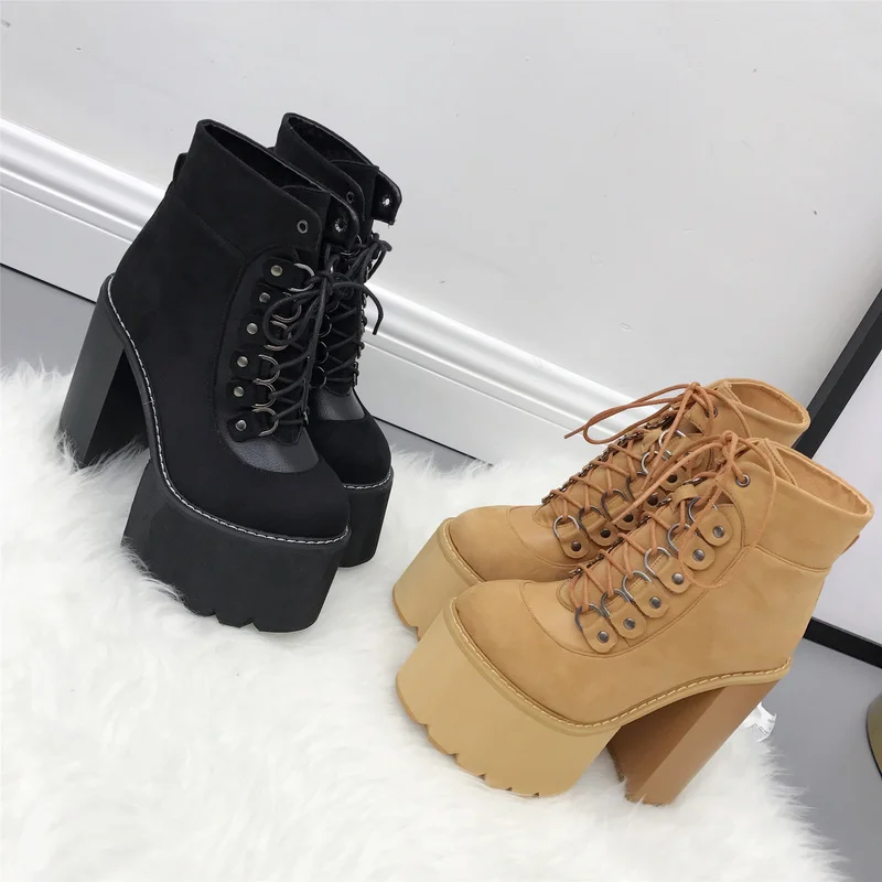

Nightclub Shoes Bar DJ Shoes Female Singer Woman Fashion Shoes Thick Heel Waterproof Platform new High Heel Female Short Boots