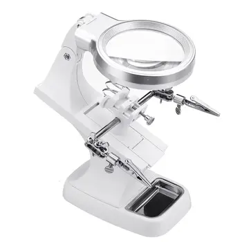 

Efficient 3 Hand Soldering Iron Stand Welding Tool With Illuminated Glasses LED Alligators Clip Holder Clamp Helping Hand Repair