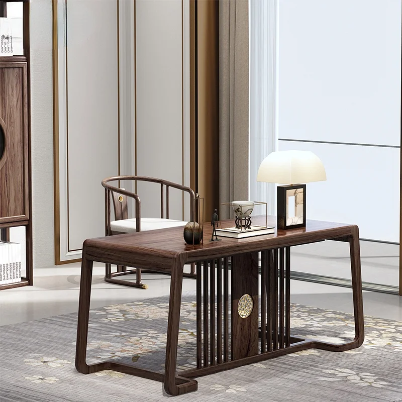 

TT New Chinese Style Solid Wood Desk Modern Simple and Light Luxury Ugyen Wood Study Furniture Writing Desk Office Calligraphy