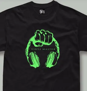 

Headphones Tshirt Vinyl Master Dj Technics Hip Hop Rap Deejay Clubbing Tee