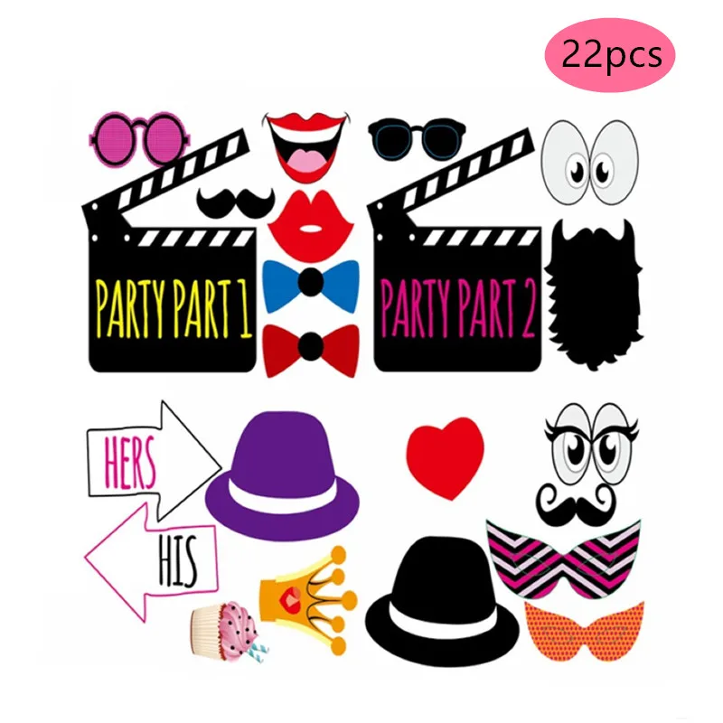 22pcs party Свадебные украшения Mr Mrs просто женатый Фотофон фото реквизит забавные очки маска День рождения, вечеринка, фото стенд реквизит Выпускной деко - Цвет: 22pcs party