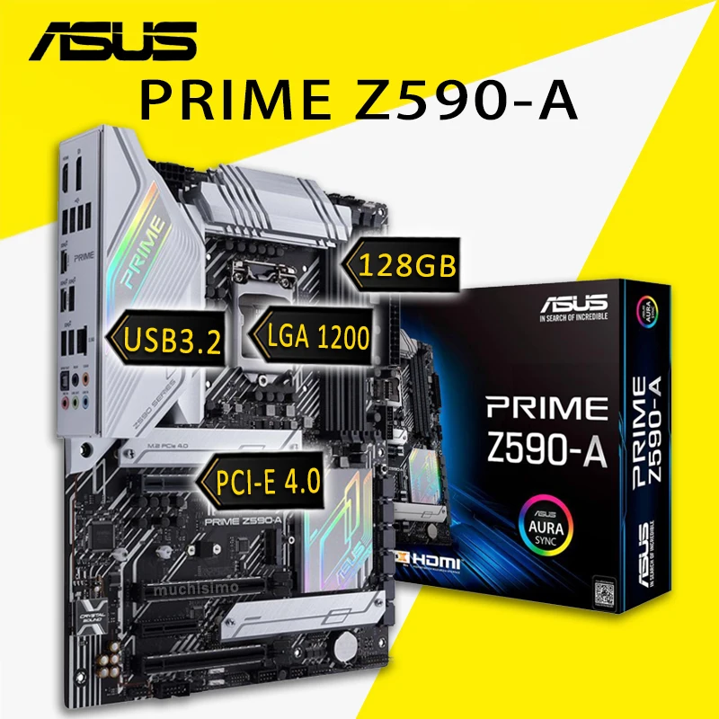 LGA 1200 Asus PRIME Z590-A Motherboard DDR4 128GB PCI-E 4.0 M.2