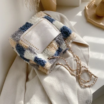 

Elegant Female Large Tote Bag 2019 Winter New High Quality Soft Plush Women's Designer Handbag Chain Shoulder Messenger Bag