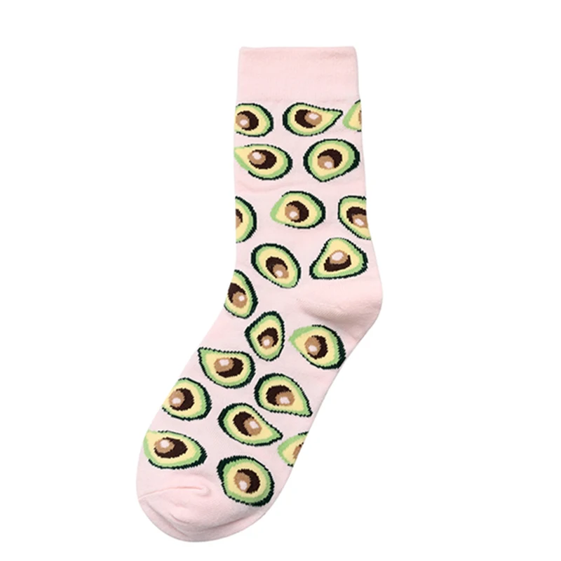 Pink avocado PEONFLY Новинка корейские свежие носки с фруктами женские забавные лимон авокадо ананас черешня счастливые носки повседневные Харадзюку хлопковые носки - Цвет: Pink avocado