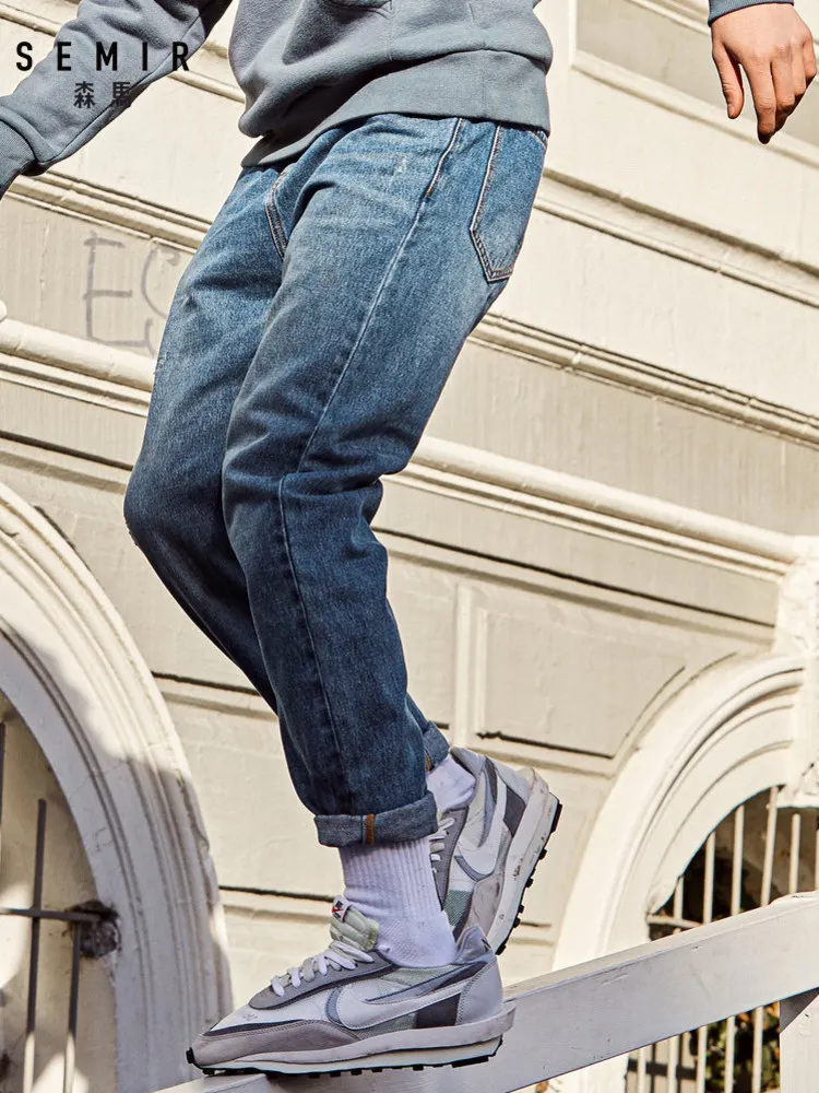 Semir, тонкие джинсовые брюки, мужские, молодежные, зимние, хит, цветные, буквы, индивидуальность, лямки, ноги, брюки, повседневные, эластичные