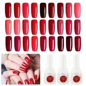 

ELSA UV Gel Nail Polish 27 Pure Red Colors 12ml Soak Off Manicure UV Gel Varnish DIY Nail Art Lacquer Decoration for Nails Art