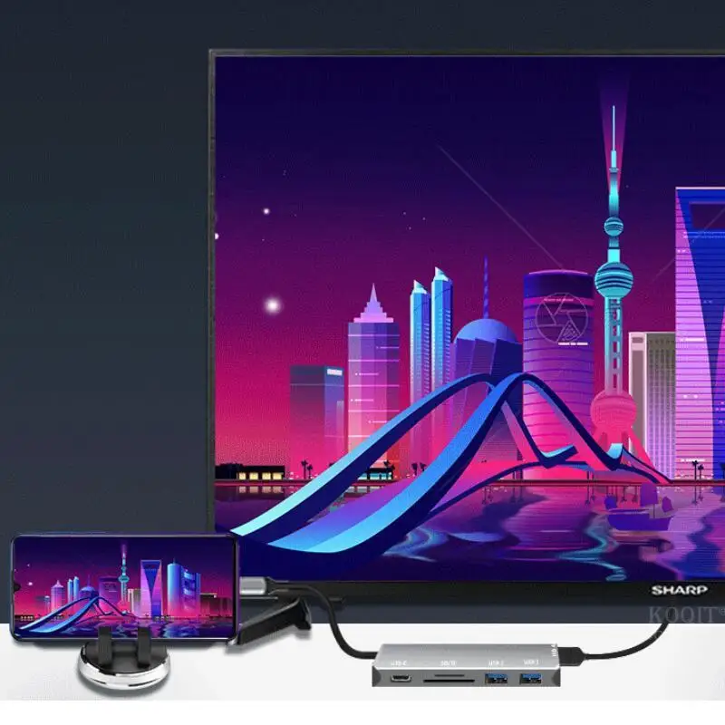 Партиями по 6 в 1 Многофункциональный Тип C на HDMI 4K USB 3,0 концентратор кабель-Переходник USB C на устройство для чтения карт SD TF PD зарядный адаптер для Macbook samsung S8/9