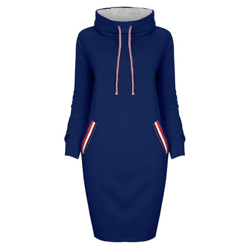 blue Long Sleeve Women Sweater Dress High Lead Package Buttocks Winter Autumn Casual Sweater Women Dress New - Цвет: blue