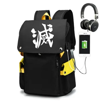 

Demon Slayer Anime Backpack Kimetsu No Yaiba Cartoon USB Laptop Knapsack Kamado Tanjirou Nezuko Agatsuma Zenitsu School Bag