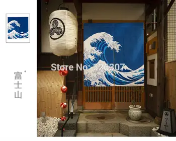 

Taiwan Japan style Chinese sea wave cloth curtain home act portiere hangings 85x90cm 85x120cm Door half curtain